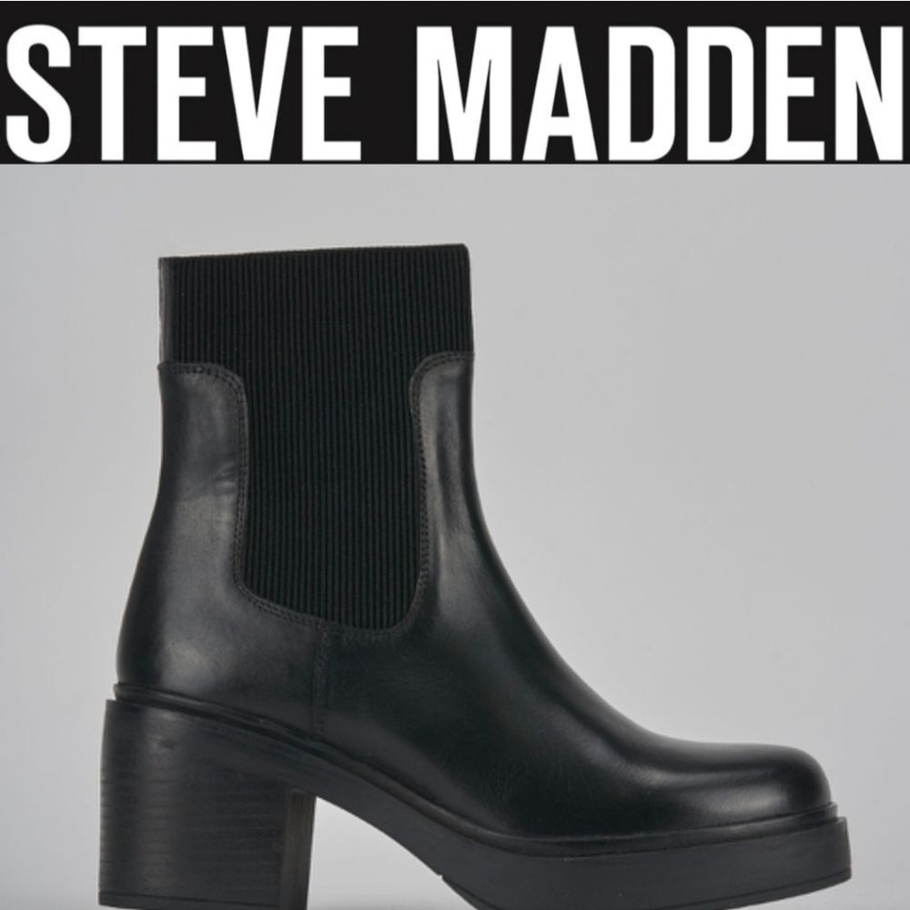Steve‎ Madden Kiarisa Chelsea Heeled Bootie w/ Ribbed Stretch Panel